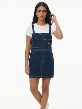 CALVIN KLEIN | Vintage Dark Wash Denim Jean Jumper Dress Overalls Women’s Size M